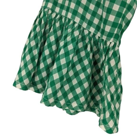 beach lunch lounge green white Sheetal gingham off shoulder blouse small MSRP 68 - Picture 5 of 10